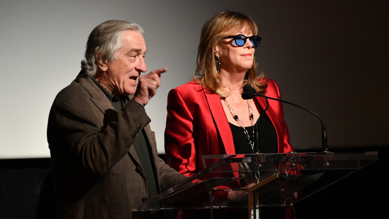 Co-founder, CEO, and executive chair of Tribeca Enterprises Jane Rosenthal, and Robert De Niro speak at the “The Apollo” screening during the 2019 Tribeca Film Festival on April 24, 2019 in New York City.